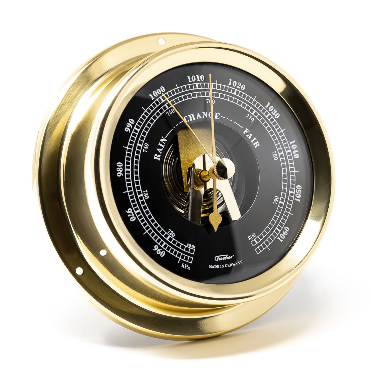 Polished Brass & Black Dial 125mm Barometer - Tide - Temp -Combo