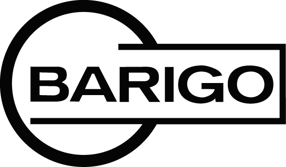 Black and white logo with bold text, ideal for barometer, clock, and weather station branding