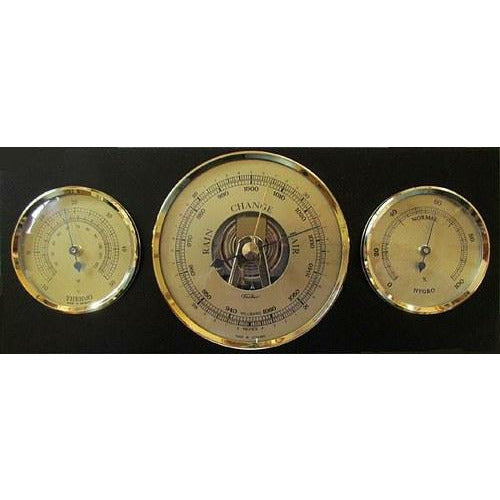 Modern Ebony & Brass Weatherstation 3 in 1 - Hygrometer + Barometer + Thermometer