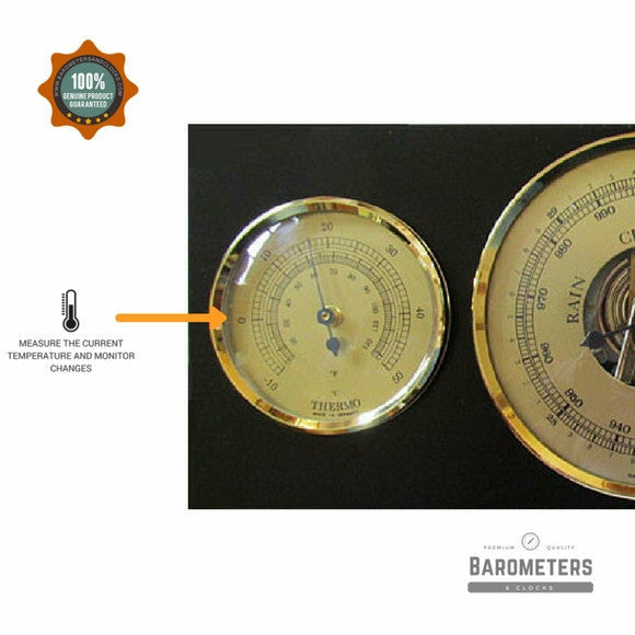 Modern Ebony & Brass Weatherstation 3 in 1 - Hygrometer + Barometer + Thermometer