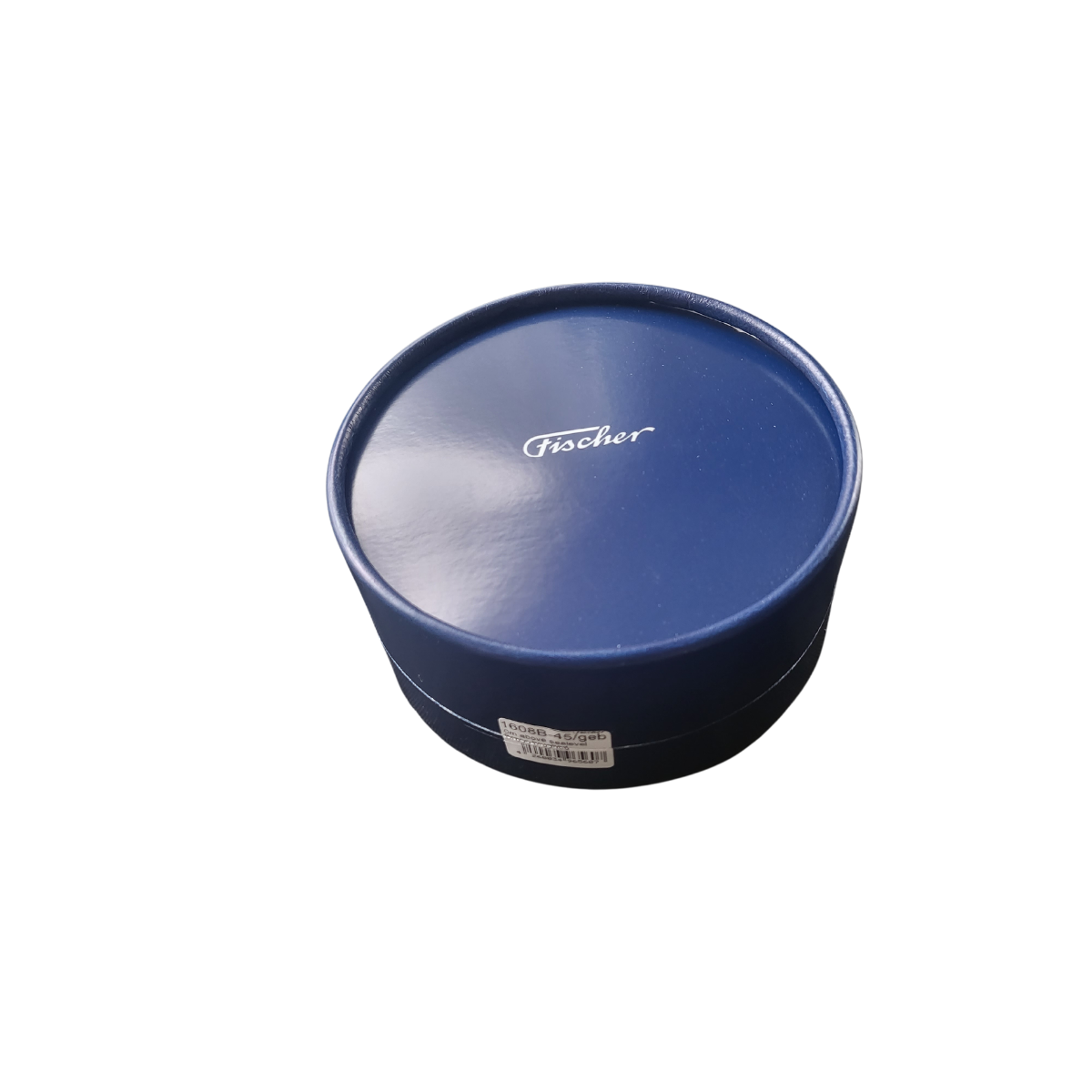 Blue round box with logo, used for German barometers or clocks packaging