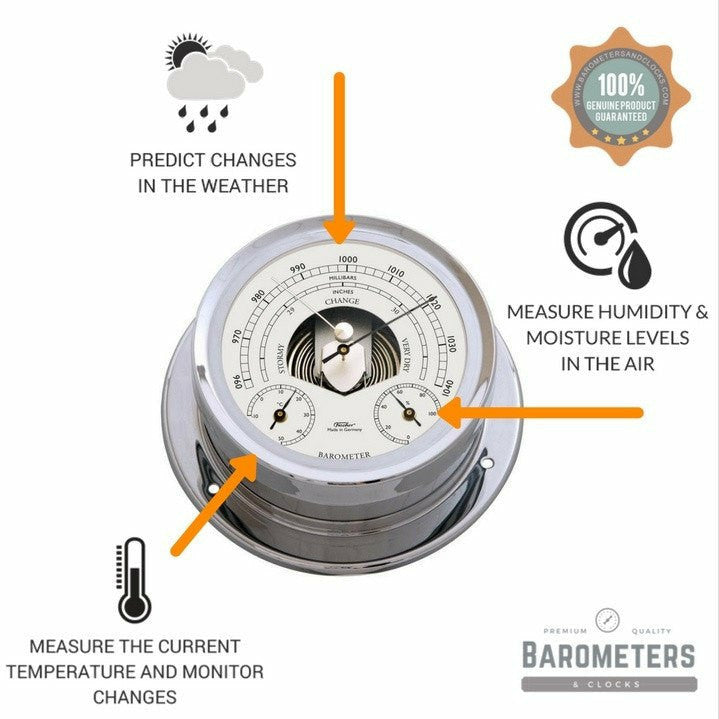 Premium Chrome Weatherstation – Barometer, Thermometer & Hygrometer