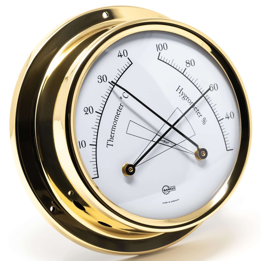Barigo Tempo Thermo-Hygrometer 983MS – Polished Brass (110 mm)