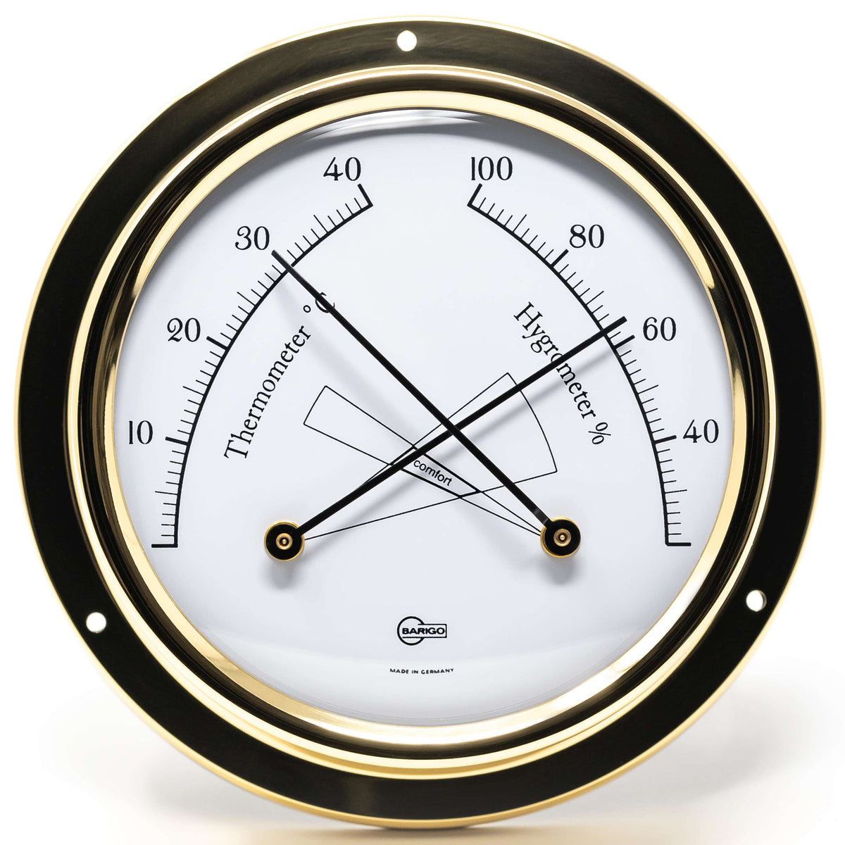 Barigo Tempo Thermo-Hygrometer 983MS – Polished Brass (110 mm)