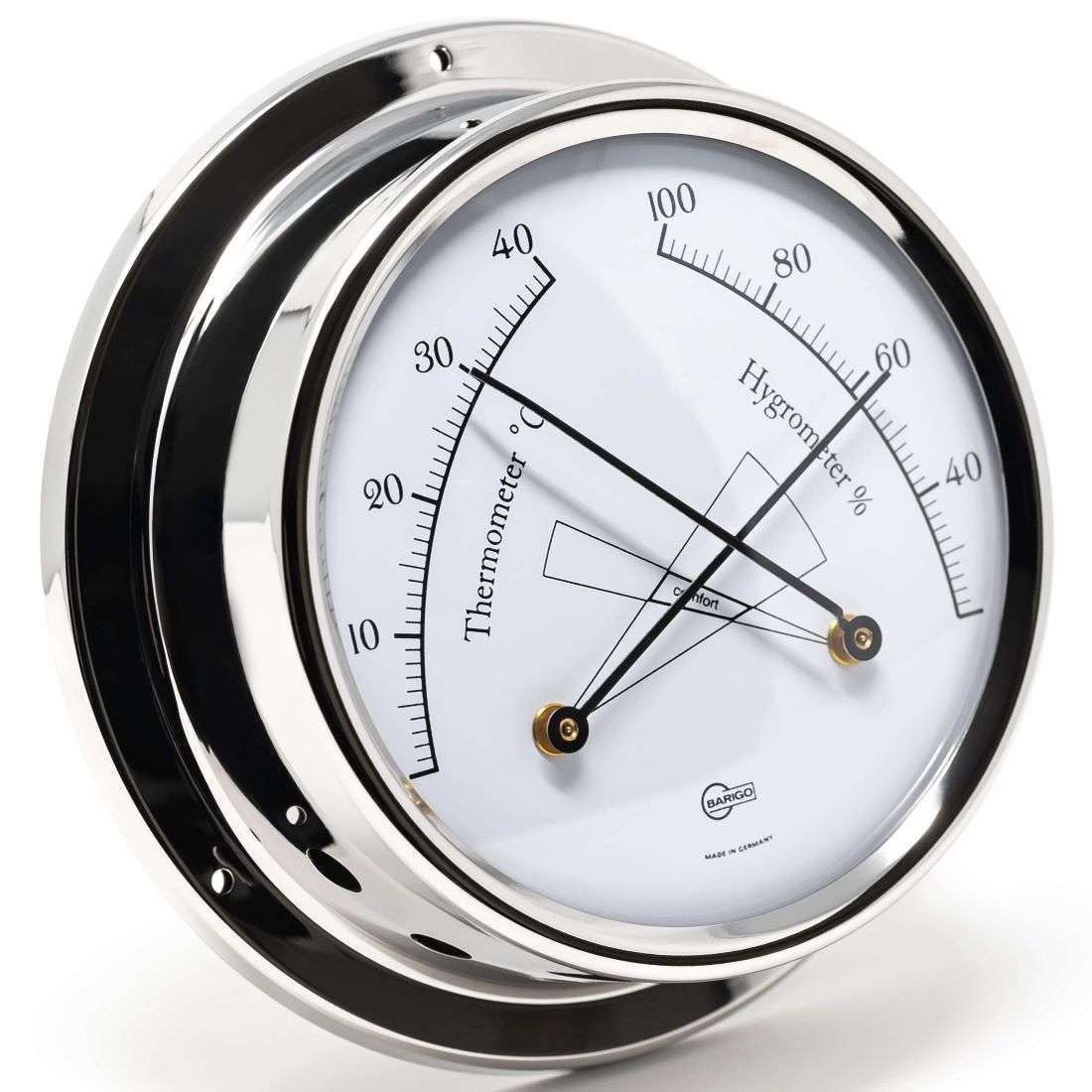 Barigo Tempo Thermo-Hygrometer 983RFPO – Polished Stainless Steel (110 mm)