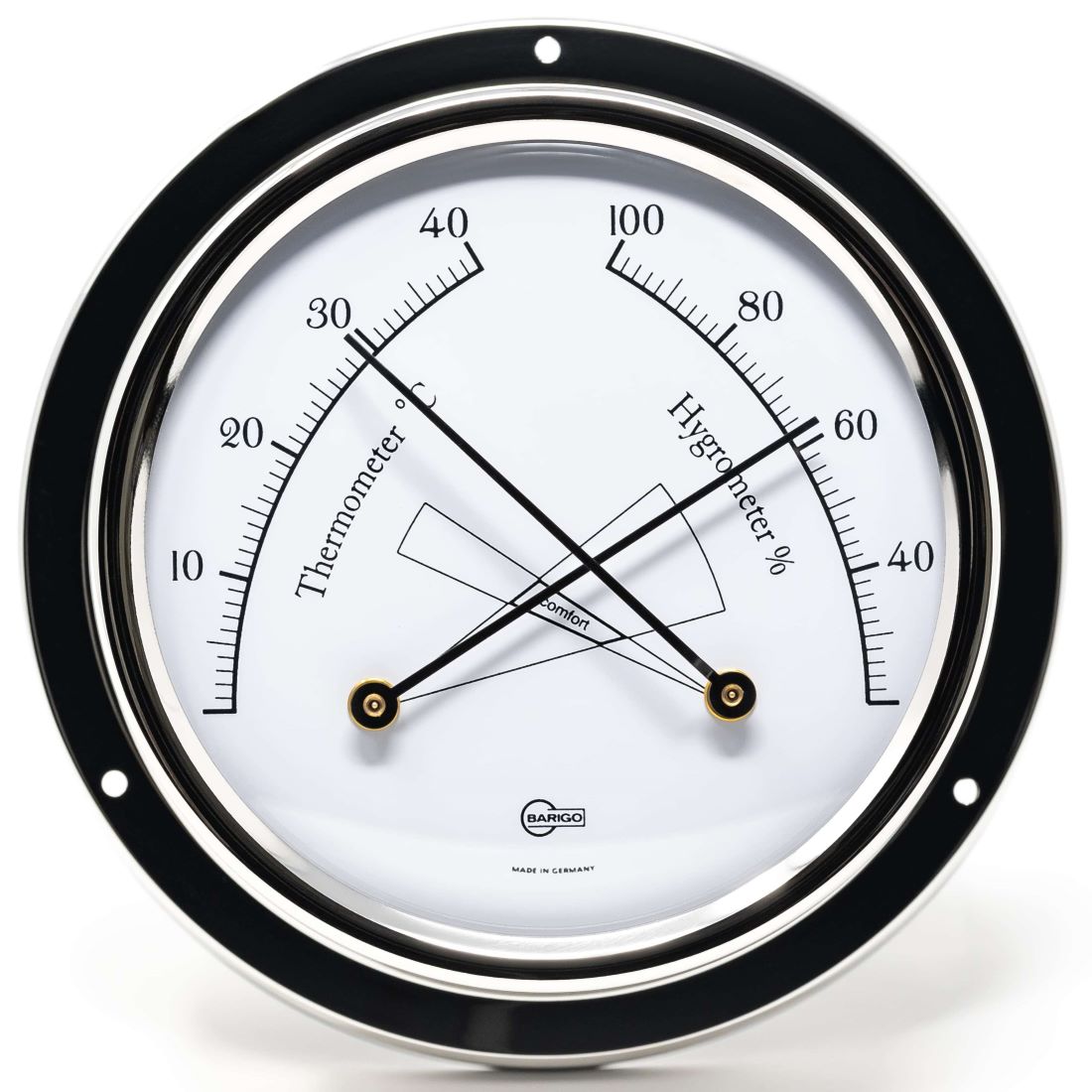 Barigo Tempo Thermo-Hygrometer 983RFPO – Polished Stainless Steel (110 mm)