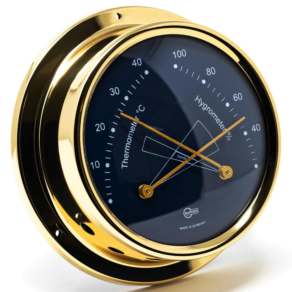 Barigo Regatta Thermo-Hygrometer 984MSBL – Polished Brass (125 mm)
