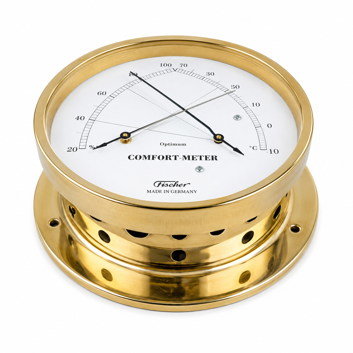 Fischer Polished Marine  Brass Thermometer & Hygrometer